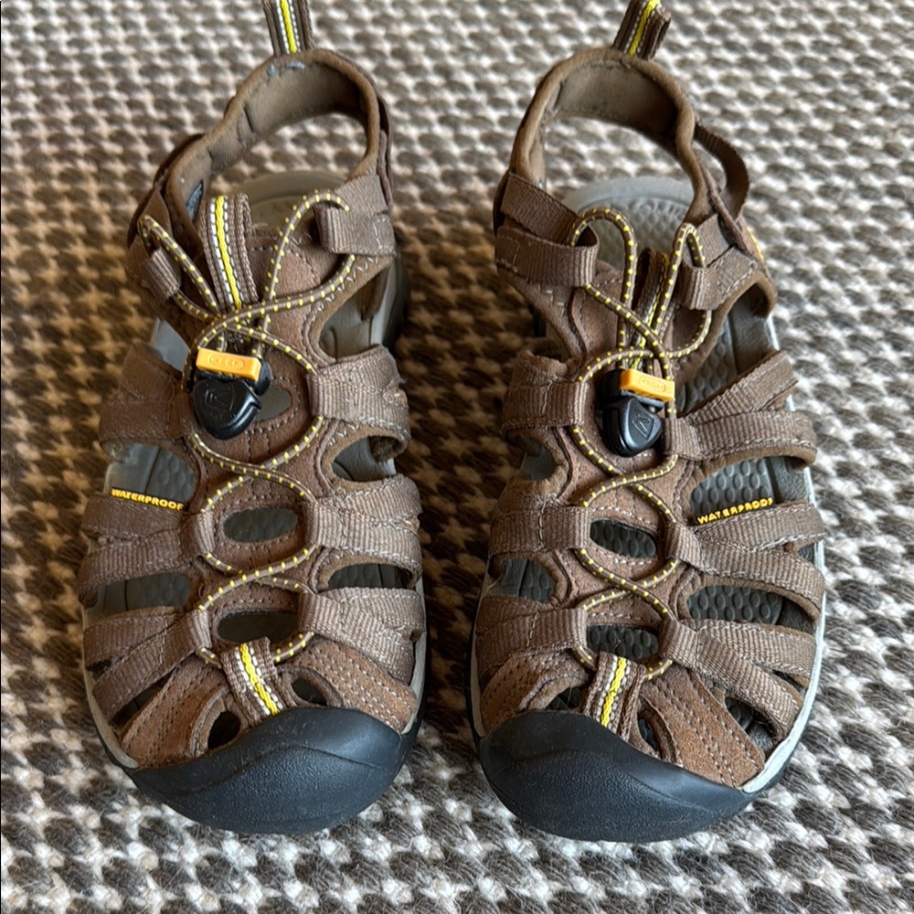 Keen Brown Outdoor Sandals with Yellow Accents